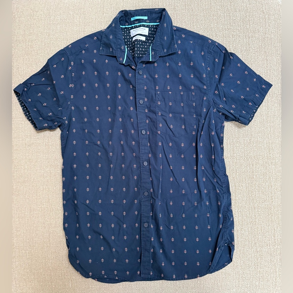 Men’s Denim & Flower Navy Blue Casual Shirt